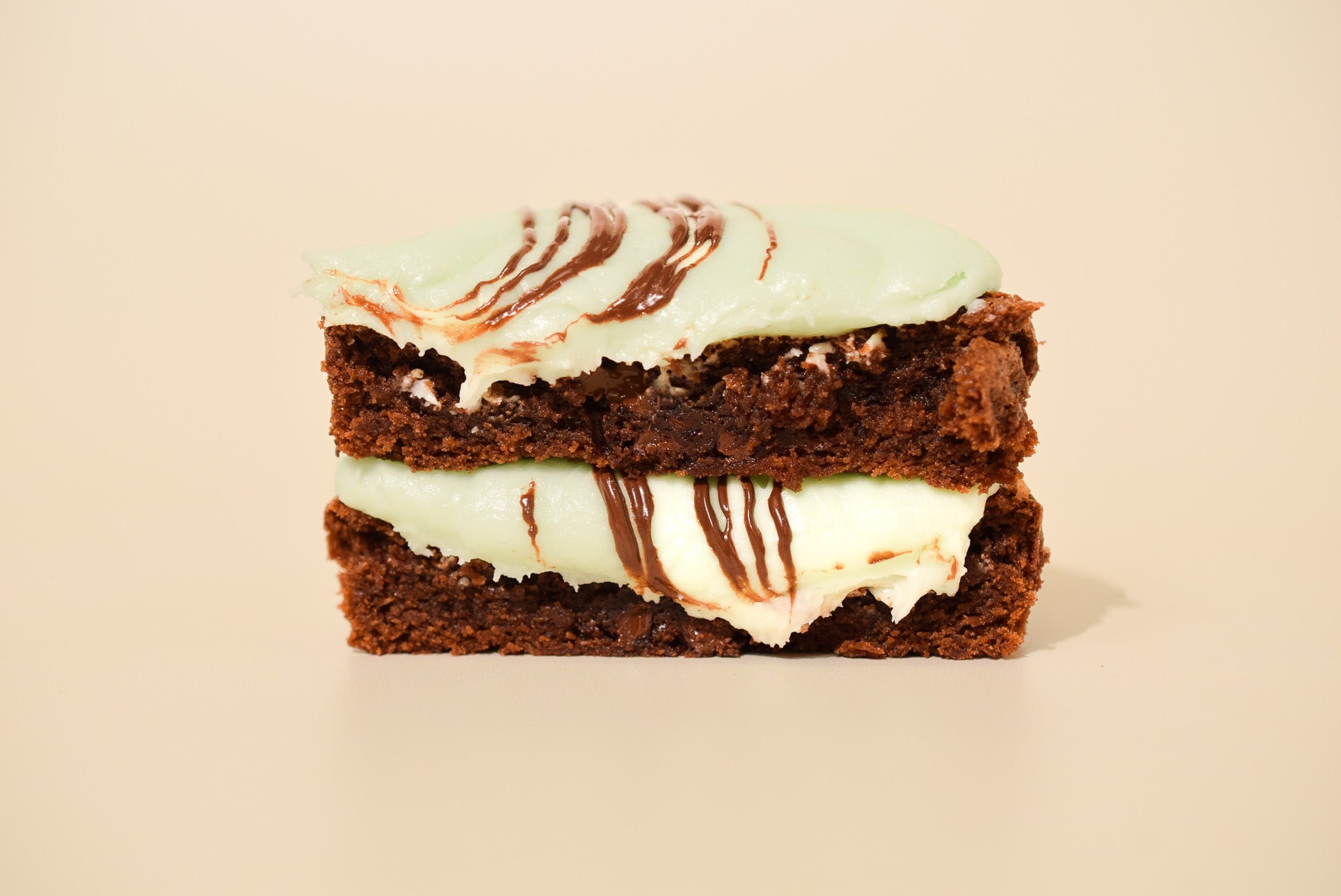 An image of two irish cream brownies