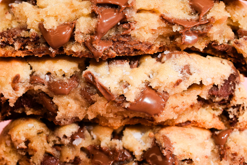 A close up image of our Texas Chocolate Chip Cookie