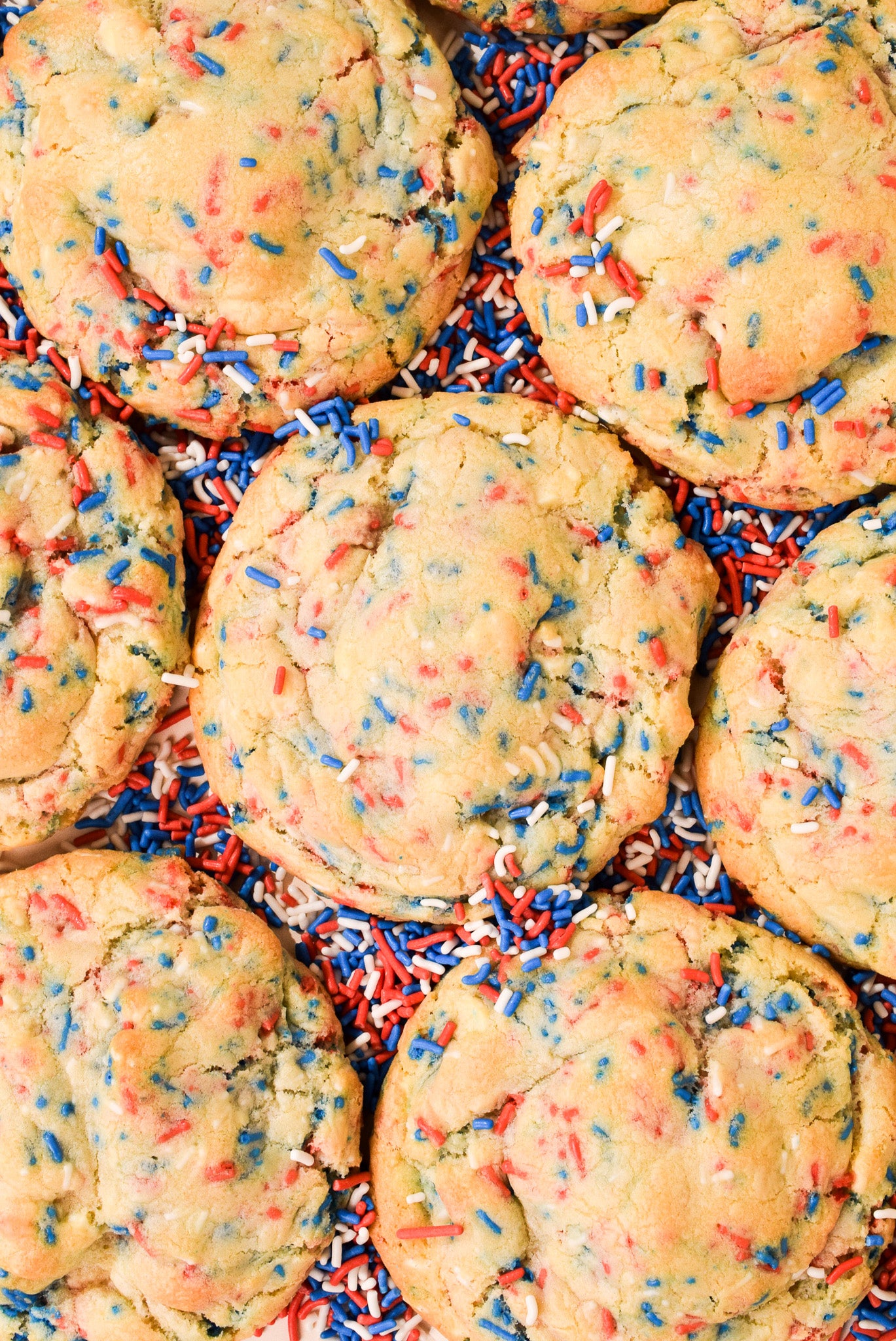 Cookies with red, white, and blue sprinkles