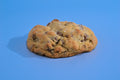 Chocolate chip cookie on a blue background