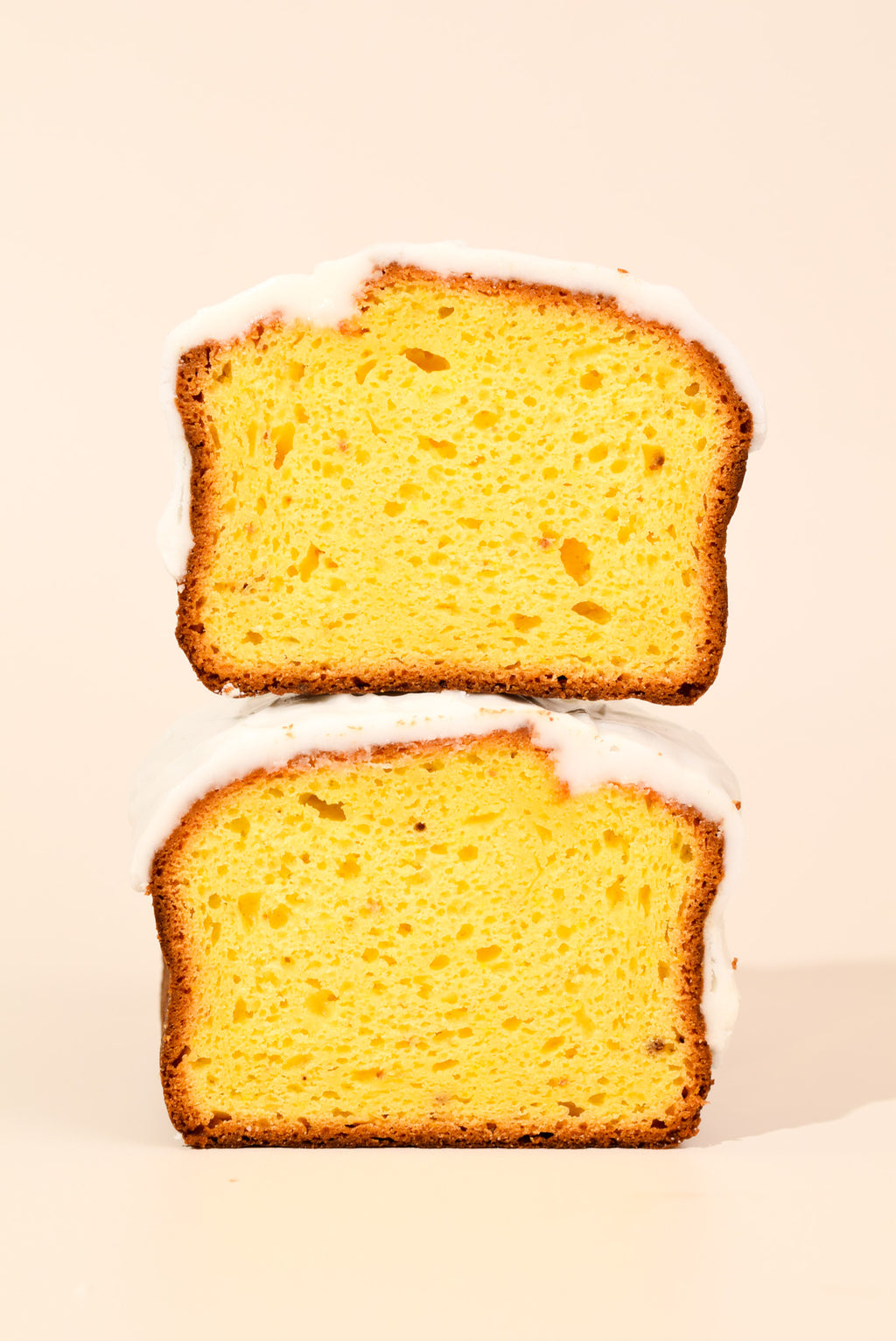 Stacked slices of the keksi Lemon Bread.