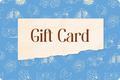 Gift card with 'Gift Card' text on a blue background with white illustrations